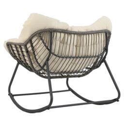 Costway Outdoor Rocking Chair Oversized Patio PE Wicker Egg Chair in Beige - thumbnail 9