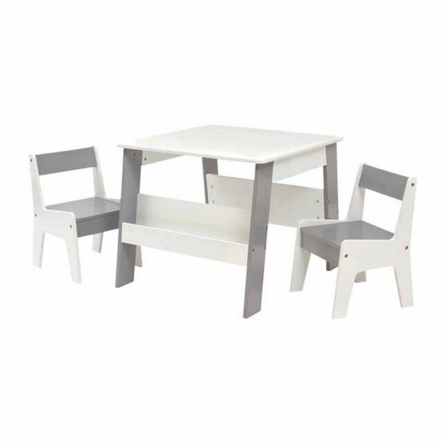 Liberty House Toys Kids White/Grey Table/Chair/Storage set in White - image 1