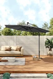 Living and Home 3m Cantilever Garden Parasol with LED Light（Base is not included） in Grey - thumbnail 2