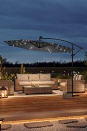 Living and Home 3m Cantilever Garden Parasol with LED Light（Base is not included） in Grey - thumbnail 1