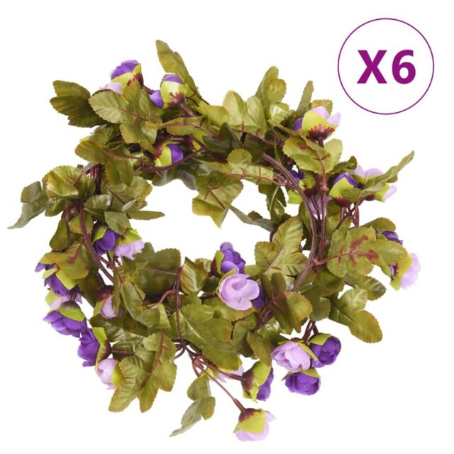 Berkfield Home Christmas Flower Garlands 6 pcs Light Purple 215 cm