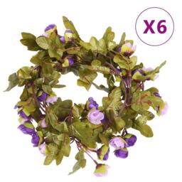 Berkfield Home Christmas Flower Garlands 6 pcs Light Purple 215 cm - thumbnail 1