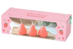 KDMD Set of 3 Strawberry Shaped Candles in Red - thumbnail 4