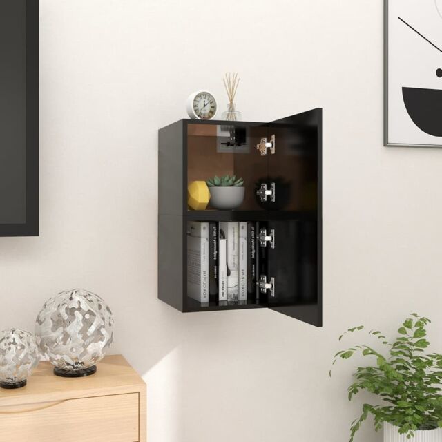 Berkfield Home Wall Mounted TV Cabinets 2 pcs Black 30.5x30x30 cm - image 1