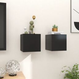 Berkfield Home Wall Mounted TV Cabinets 2 pcs Black 30.5x30x30 cm - thumbnail 3