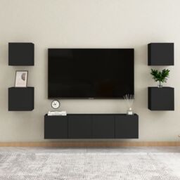 Berkfield Home Wall Mounted TV Cabinets 2 pcs Black 30.5x30x30 cm - thumbnail 6