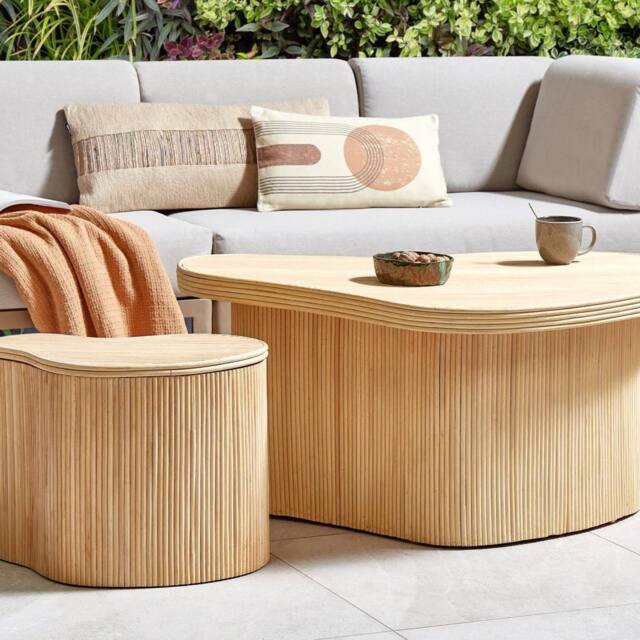 Wyld and Coco Nesting Coffee Tables Set of 2 with Storage Lids in Natural - image 1