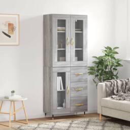 Berkfield Home Highboard Grey Sonoma 69.5x34x180 cm Engineered Wood - thumbnail 2