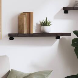 Berkfield Home Wall Shelf Dark Grey 60x20x4 cm Treated Solid Wood Oak - Size: 60 x 20 x 4 cm - thumbnail 1