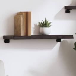 Berkfield Home Wall Shelf Dark Grey 60x20x4 cm Treated Solid Wood Oak - Size: 60 x 20 x 4 cm - thumbnail 2