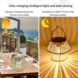 Leaper Solar Bamboo Carrying Basket Night Light Decorate Courtyard in Green - thumbnail 2