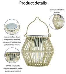 Leaper Solar Bamboo Carrying Basket Night Light Decorate Courtyard in Green - thumbnail 7