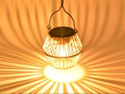Leaper Solar Bamboo Carrying Basket Night Light Decorate Courtyard in Green