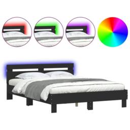 Berkfield Home Bed Frame with LED without Mattress Black 140x200 cm - thumbnail 1
