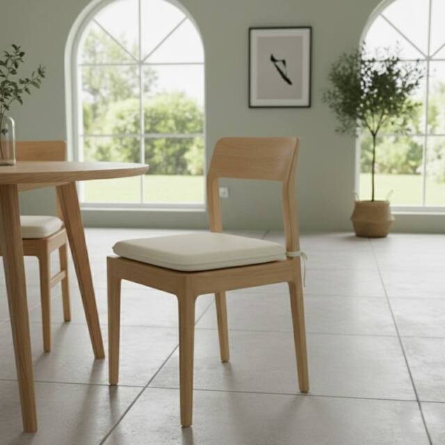 Snug City Waterproof Square Foam Seat Pad with Ties Pack of 4 Chair Cushion in Beige - image 1