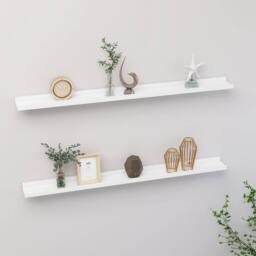 Berkfield Home Wall Shelves 2 pcs White 100x9x3 cm - Size: 100 x 9 x 3 cm - thumbnail 2