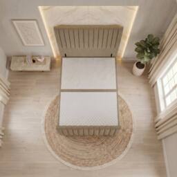 "Somnior Eleanor Linen Divan Base No Drawers 54"" Headboard & 22"" Footboard in Brown - Size: Single" - thumbnail 3