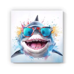 Warren Reed - Designer Splashart Shark In Glasses Canvas - Size: w10 inch x h10 inch - thumbnail 2