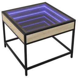 Berkfield Home Coffee Table with Infinity LED Sonoma Oak 50x50x41 cm in Brown - Size: 50 x 50 x 41 cm - thumbnail 3