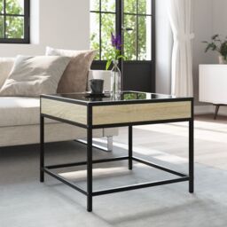 Berkfield Home Coffee Table with Infinity LED Sonoma Oak 50x50x41 cm in Brown - Size: 50 x 50 x 41 cm - thumbnail 4