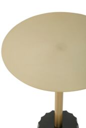 Orsina Contemporary Round Side Table With Black Fluted Base, Mid Century Modern Accent Table, Slim Metal Top in Gold - thumbnail 4