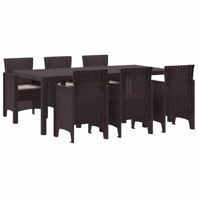 Berkfield Home 7 Piece Garden Dining Set with Cushions Brown Poly Rattan - image 1
