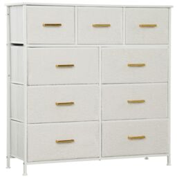 HOMCOM Chest of Drawers with 9 Drawers, Boucle Storage Organiser, Cream in White - thumbnail 2