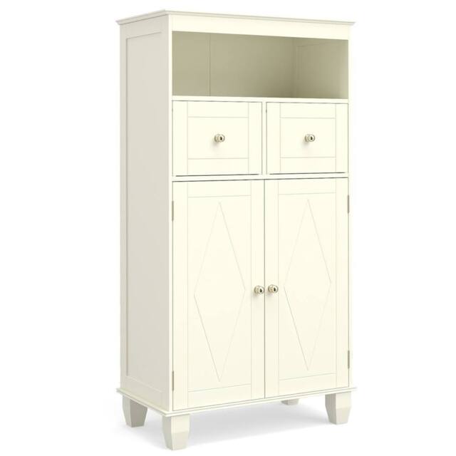 VOGREX Bathroom Floor Storage Cabinet Modern Freestanding Storage Organizer in Beige - image 1
