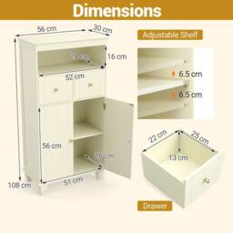 VOGREX Bathroom Floor Storage Cabinet Modern Freestanding Storage Organizer in Beige - thumbnail 2