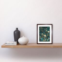 "Artery8 Wall Art Print Audubon Style Birds in Blooming Wildflower Field Artwork Framed 9X7 Inch in Brown - Size: W7"" x H9""" - thumbnail 2