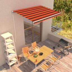 Berkfield Home Manual Retractable Awning 350x250 cm Orange & Brown - thumbnail 2