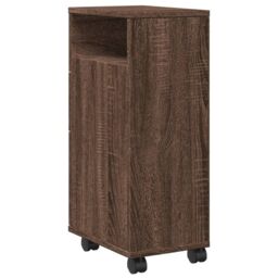 Berkfield Home Narrow Bathroom Cabinet with Wheels Brown Oak Engineered Wood - thumbnail 6