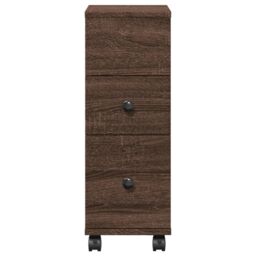 Berkfield Home Narrow Bathroom Cabinet with Wheels Brown Oak Engineered Wood - thumbnail 4