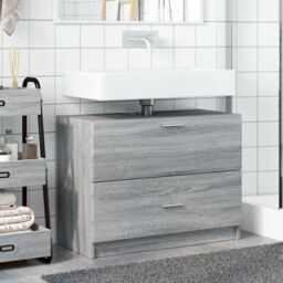 Berkfield Home Sink Cabinet Grey Sonoma 78x37x59 cm Engineered Wood - Size: 78 x 37 x 59 cm - thumbnail 3