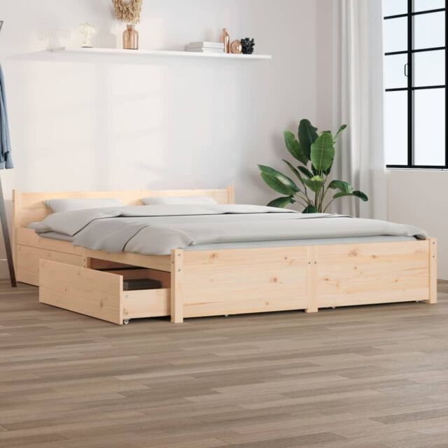 Berkfield Home Bed Frame with Drawers 150x200 cm King Size in Brown - image 1