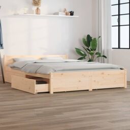 Berkfield Home Bed Frame with Drawers 150x200 cm King Size in Brown - thumbnail 1