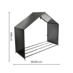 Lemon Pavilion Furniture and Decor Outdoor House Log Storage - L38 x W100 x H88 cm - Zinc in Grey - thumbnail 5