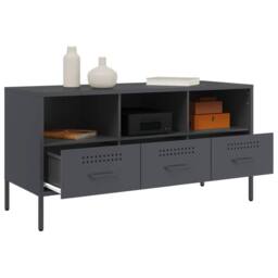 Berkfield Home TV Cabinet Anthracite 100.5x39x50.5 cm Steel in Charcoal - thumbnail 5