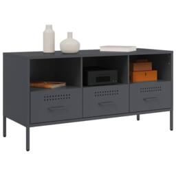 Berkfield Home TV Cabinet Anthracite 100.5x39x50.5 cm Steel in Charcoal - thumbnail 4