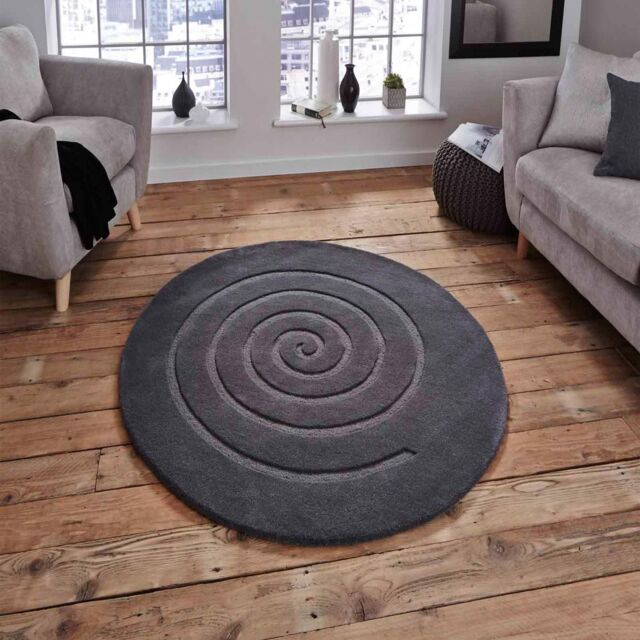 The Rug Shop UK Grey Handmade Luxurious Easy to clean Geometric Circle Rug - Size: 180 cm diameter - image 1