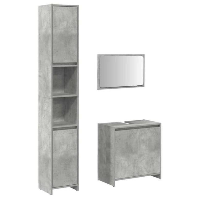 Berkfield Home 3 Piece Bathroom Furniture Set Concrete Grey Engineered Wood - image 1