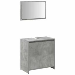 Berkfield Home 3 Piece Bathroom Furniture Set Concrete Grey Engineered Wood - thumbnail 4