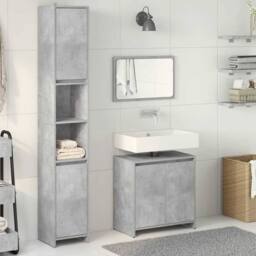 Berkfield Home 3 Piece Bathroom Furniture Set Concrete Grey Engineered Wood - thumbnail 3