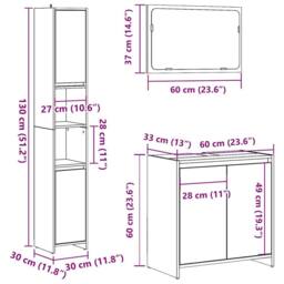Berkfield Home 3 Piece Bathroom Furniture Set Concrete Grey Engineered Wood - thumbnail 9