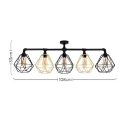 ValueLights Luiggi Black Ceiling Bar Light - thumbnail 6
