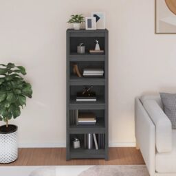 Berkfield Home Book Cabinet Grey 50x35x154 cm Solid Wood Pine - Size: 50 x 35 x 154 cm - thumbnail 3