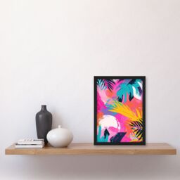 "Artery8 Wall Art Print Abstract Bright & Bold Leaves Tropical Painting Art Framed Poster in Black - Size: W12"" x H16""" - thumbnail 4