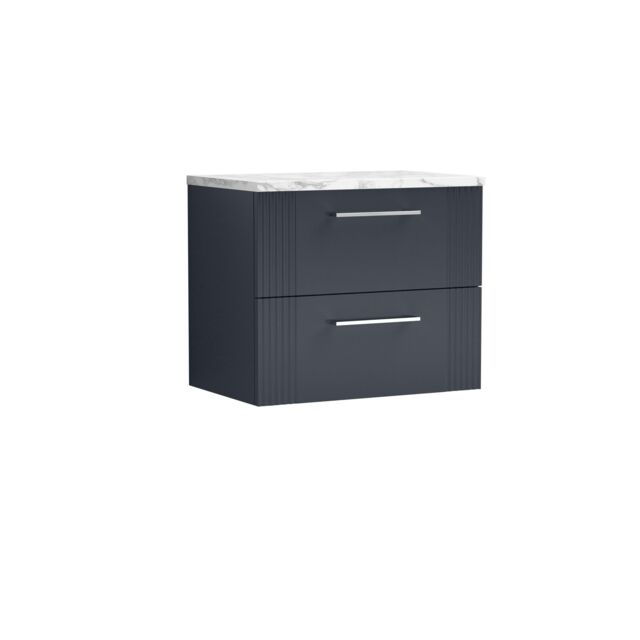 Balterley 2 Drawer Wall Hung Vanity Unit Marble Laminate Worktop, 600mm in Grey - image 1