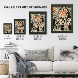 "Artery8 Dancing Folk Bold Red Black Linograph Design Wall Art Print - Size: W18"" x H24""" - thumbnail 3