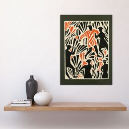 "Artery8 Dancing Folk Bold Red Black Linograph Design Wall Art Print - Size: W18"" x H24""" - thumbnail 4